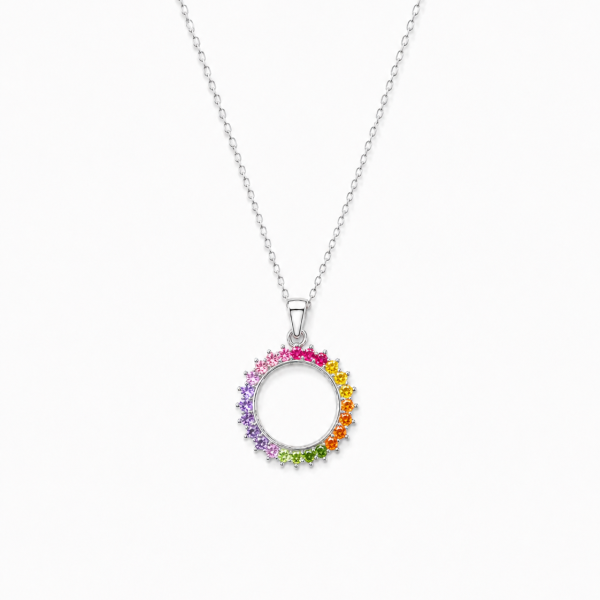 Rainbow Halo Silver Pendant – ZILVARA